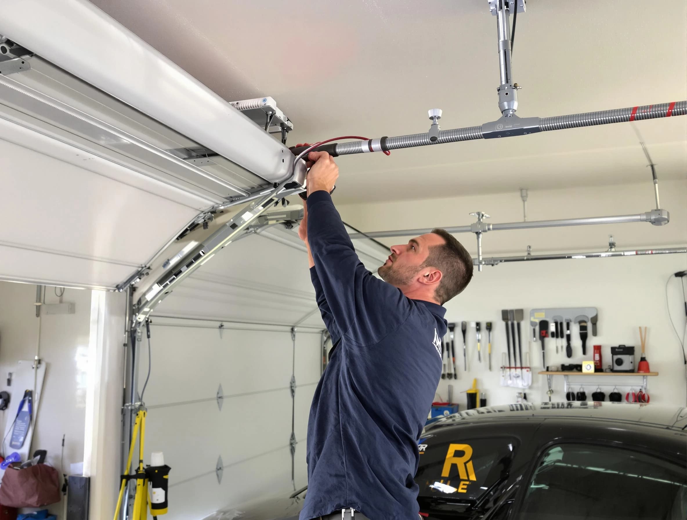 Providence Garage Door Repair technician performing garage door cable repair in Providence