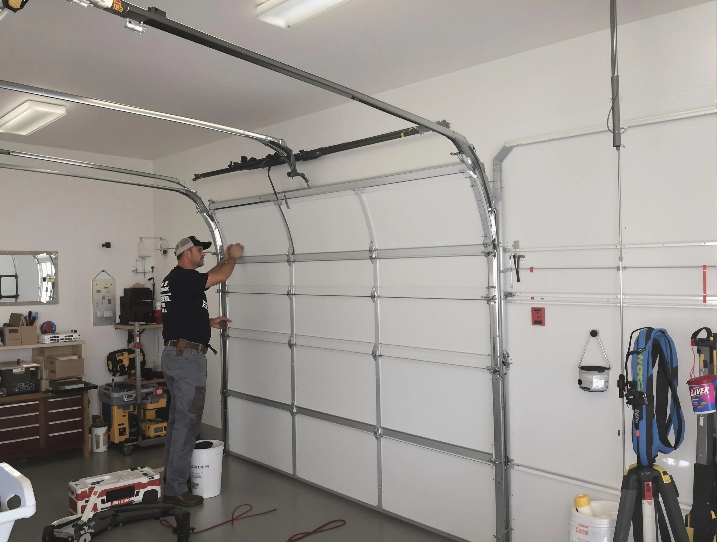 Providence Garage Door Repair team installing new garage door in Providence