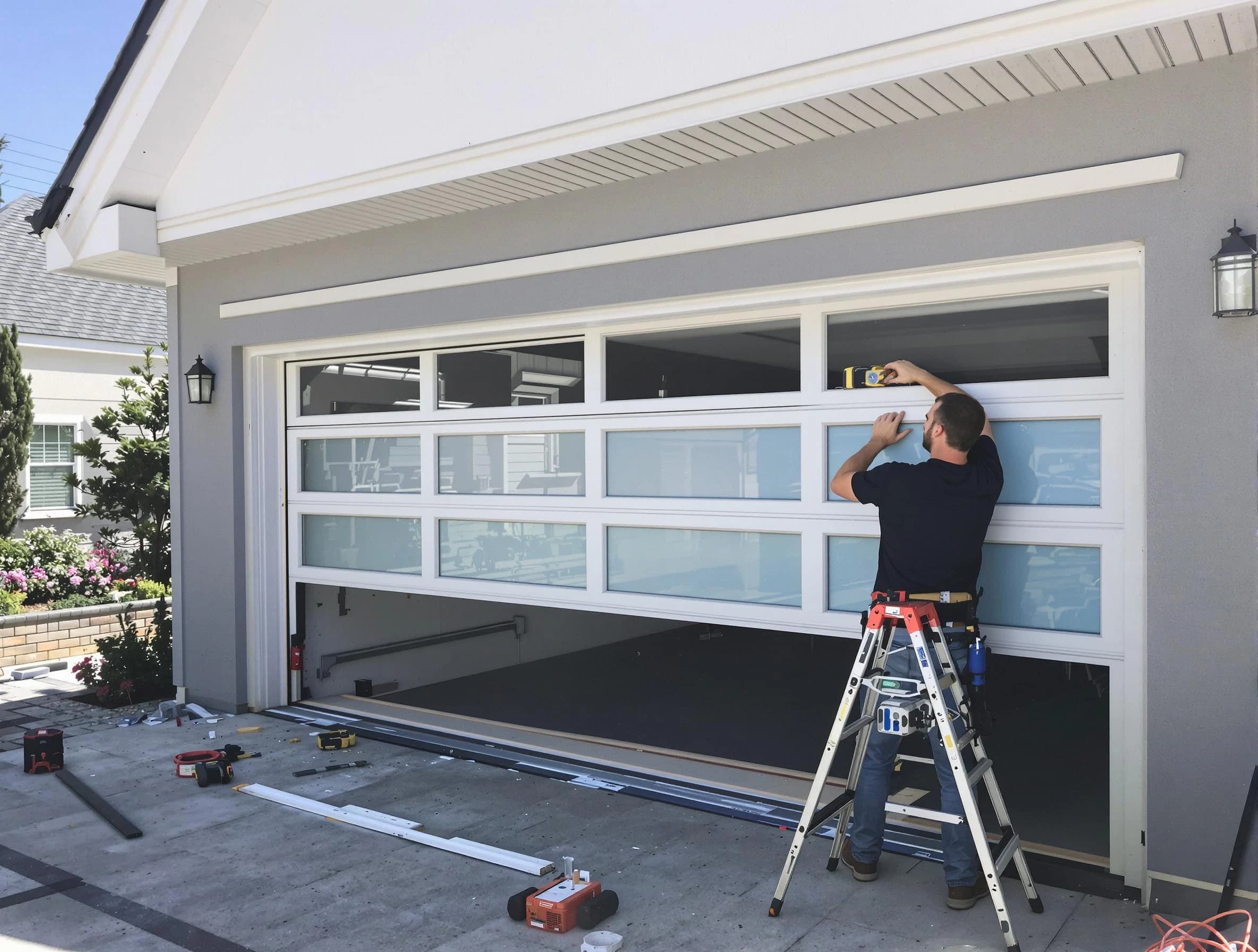 Providence Garage Door Repair team performing garage door replacement in Providence