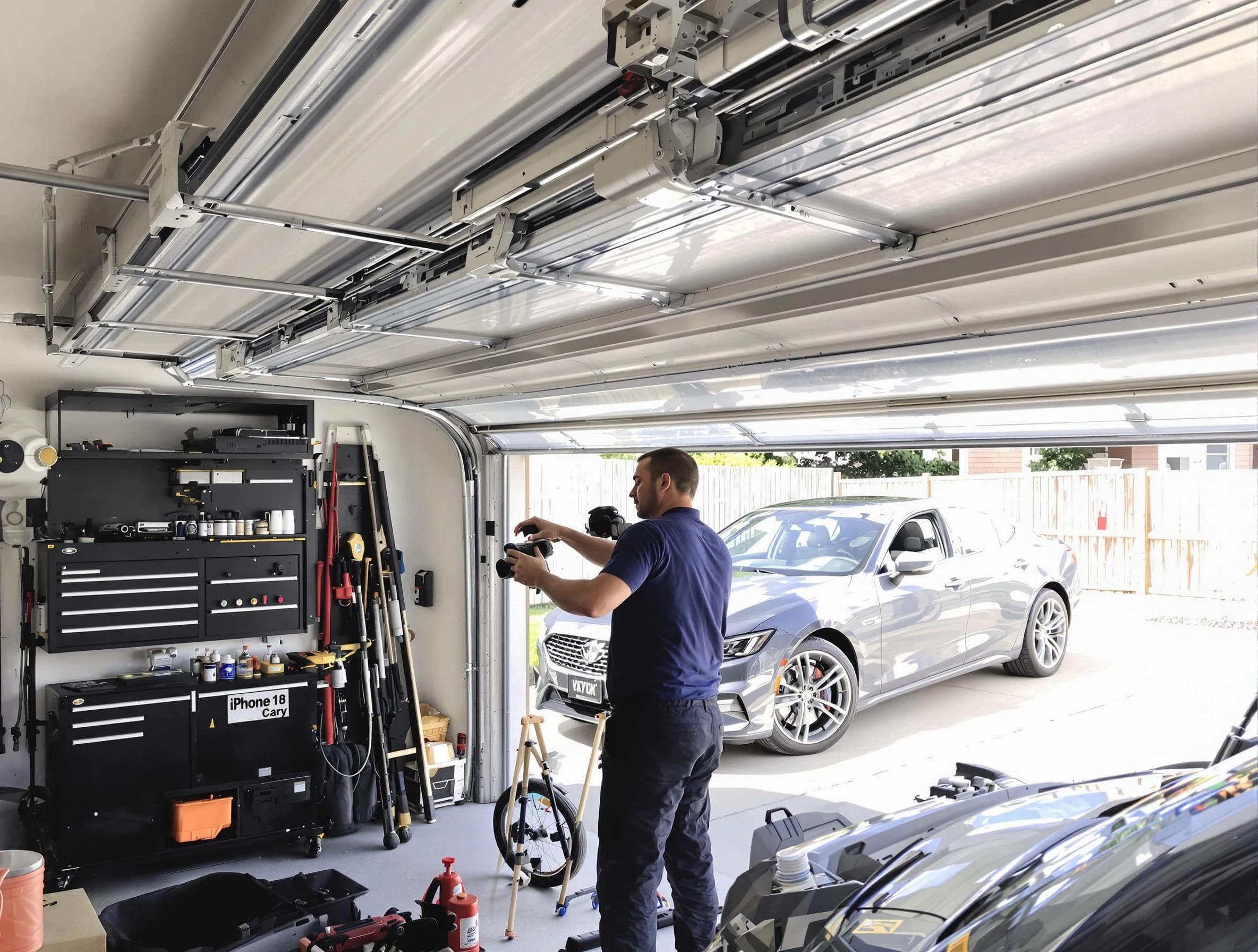 Providence Garage Door Repair technician fixing noisy garage door in Providence