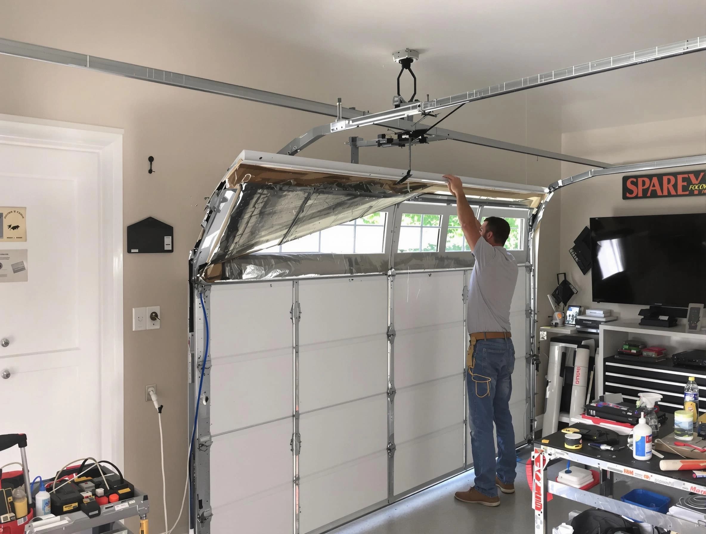 Garage door section replacement by Providence Garage Door Repair in Providence