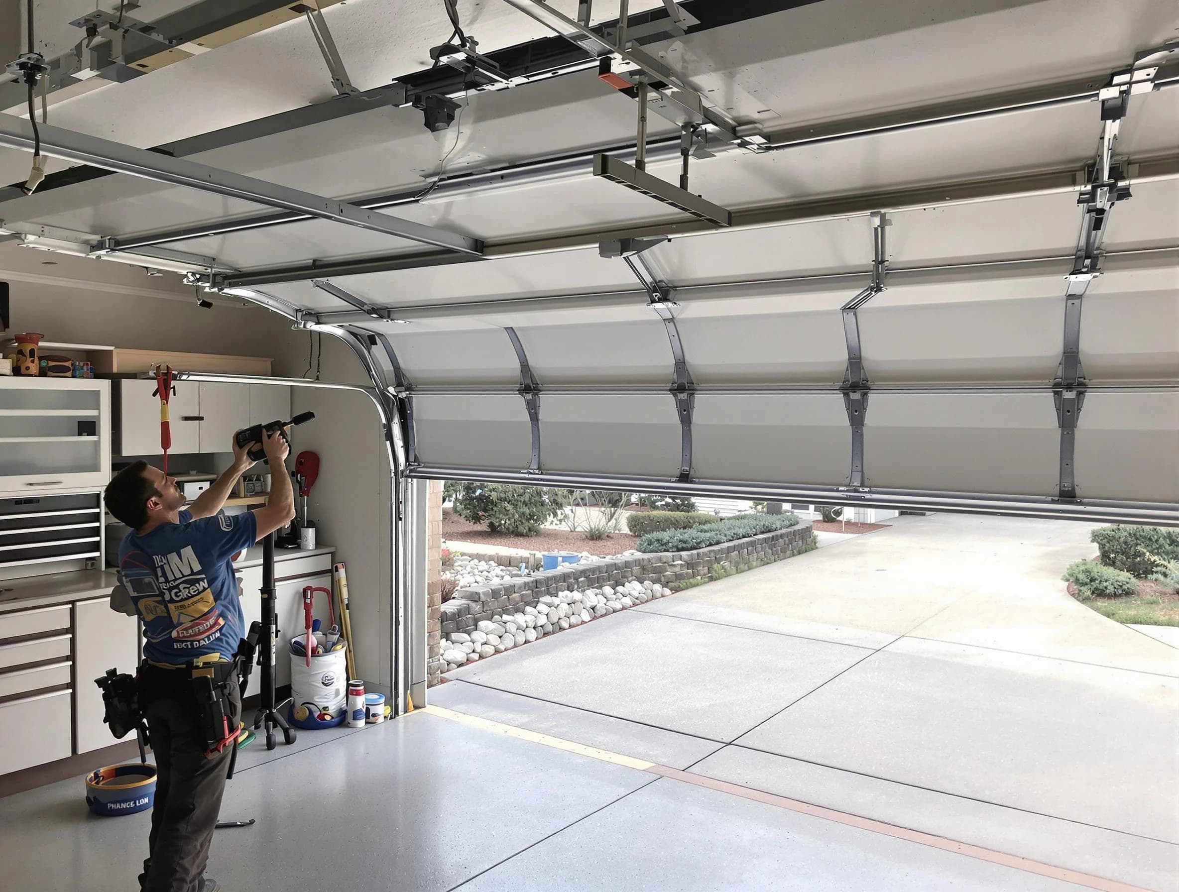 Garage door track repair service by Providence Garage Door Repair in Providence