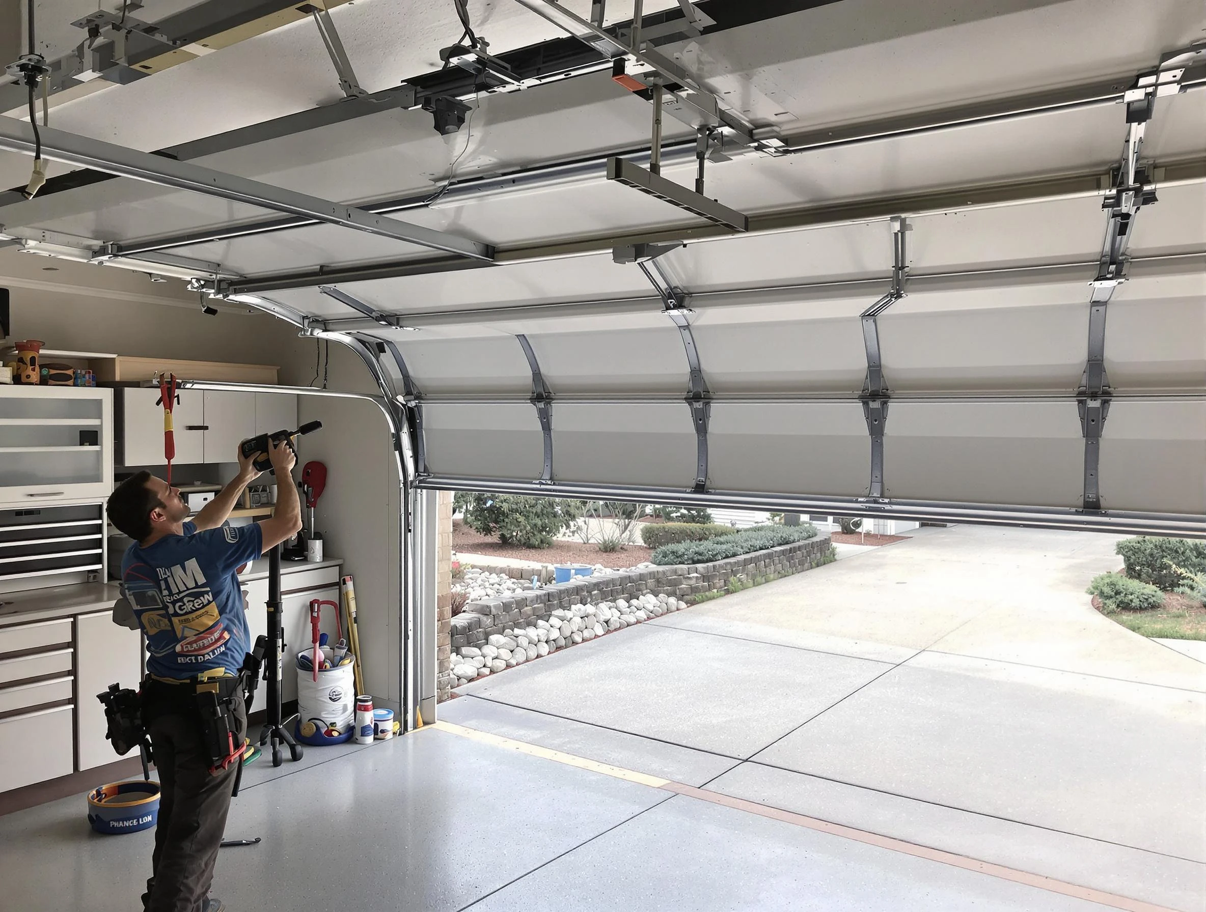 Garage door track repair service by Providence Garage Door Repair in Providence